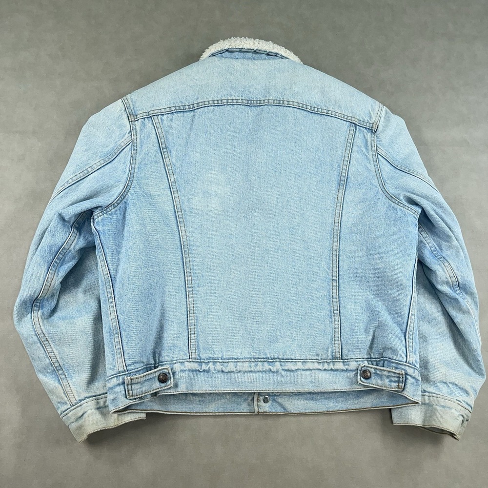 Vintage‎ Levis Denim Jean Jacket Faded Trucker USA Made 42R Sherpa 1987 80s - Picture 2 of 14